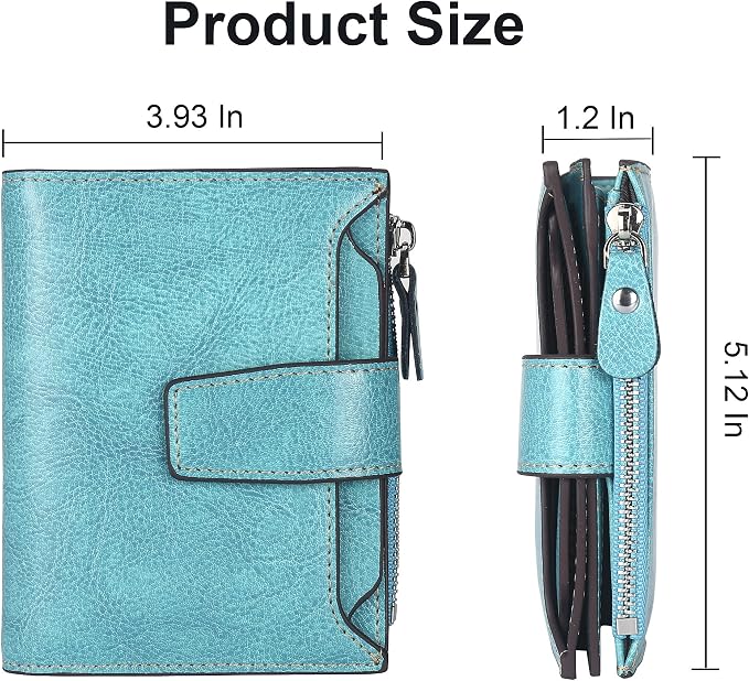 Small Compact Women Wallet RFID Blocking Genuine Leather Bifold Purse with ID Windows - Image 5