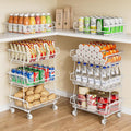 OKZEST Pantry Organizers and Storage Cart with Upgraded Metal Hub Casters | Fits under pantry shelf, Stackable fine-mesh wire baskets, 3-Tier rolling cart holds drink, snack, can, potato, onion, fruit by OKZEST