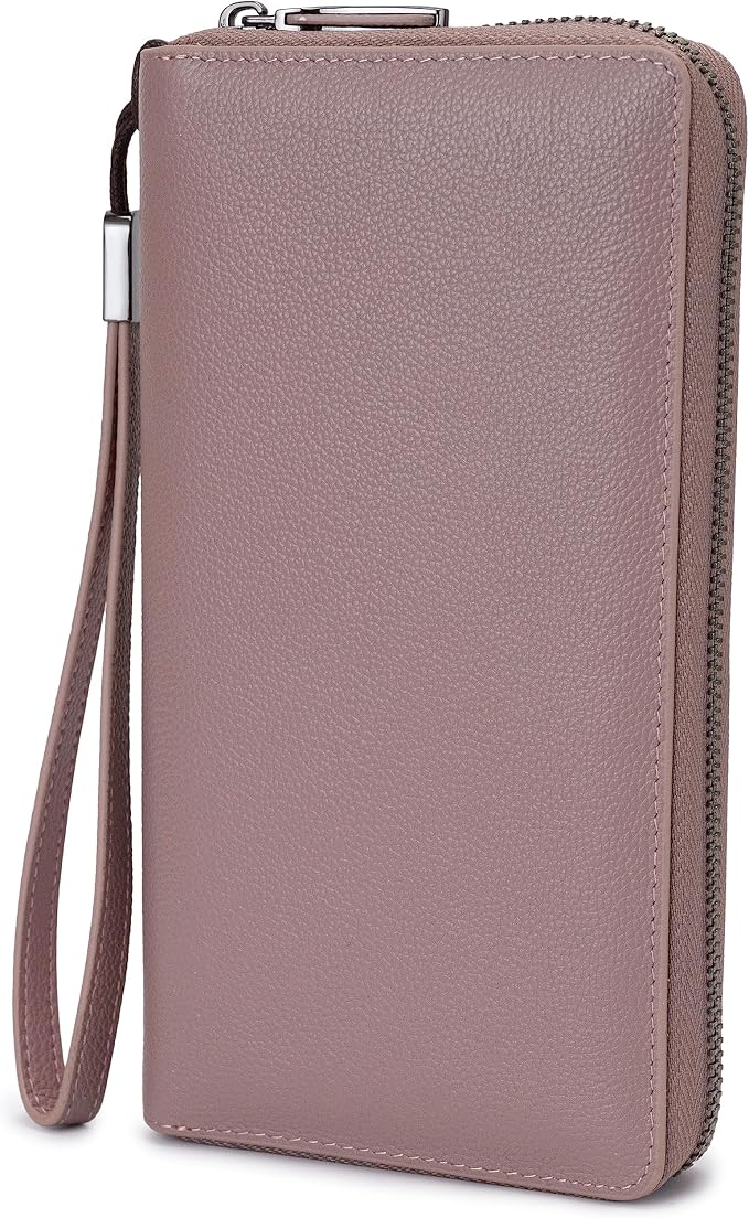 Bveyzi Women RFID Blocking Wallet Leather Zip Around Phone Clutch Large Capacity Ladies Travel Purse Wristlet by Bveyzi