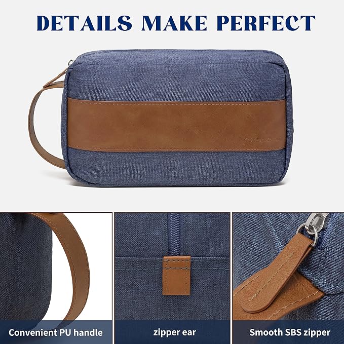 Vorspack Water Resistant Travel Toiletry Bag for Men Women - Blue | Travel Bag for Toiletries, Large Capacity, Organized Compartment, Suitable for Shaving Grooming Accessories, Gifts for Men - Image 4
