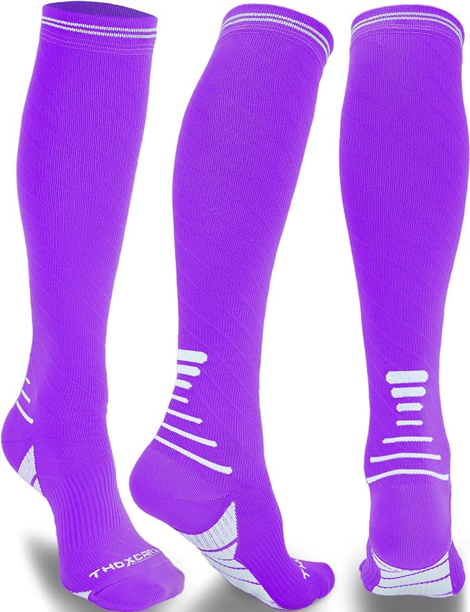 Compression Socks for Women Men 20-30 mmHg, Knee High Support Circulation Sock for Travel Sport Medical (1or 2Pair) by Thoxcare