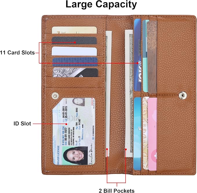 Ultra Slim Thin Leather Women Wallet RFID Blocking Credit Card Holder Bifold Long Ladies Billfold - Image 3