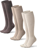 Light Compression Cotton Socks 8-15 mmHg for Women Men (3 Pairs) - Soft Knee High Socks for Comfort Support, Easy On by Bbfrey