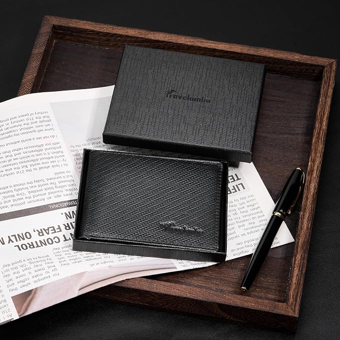 Travelambo Genuine Leather Wallet for Men with Gift Box - Handmade Bifold Stylish - Mens Wallets Rfid Blocking with 2 ID Windows - Image 8