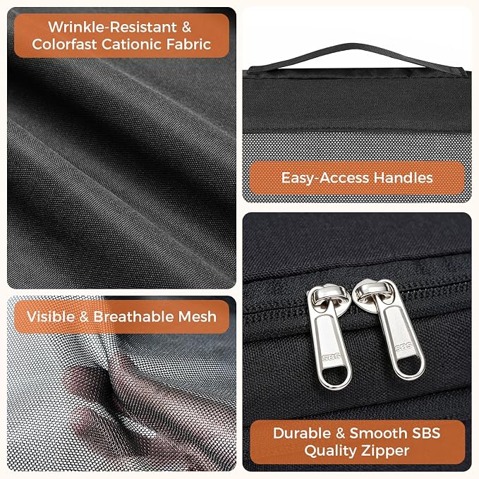 BAGAIL 8 Set Compression Packing Cubes, Expandable Luggage Organizer Bags for Travel Accessories (Black) - Image 3