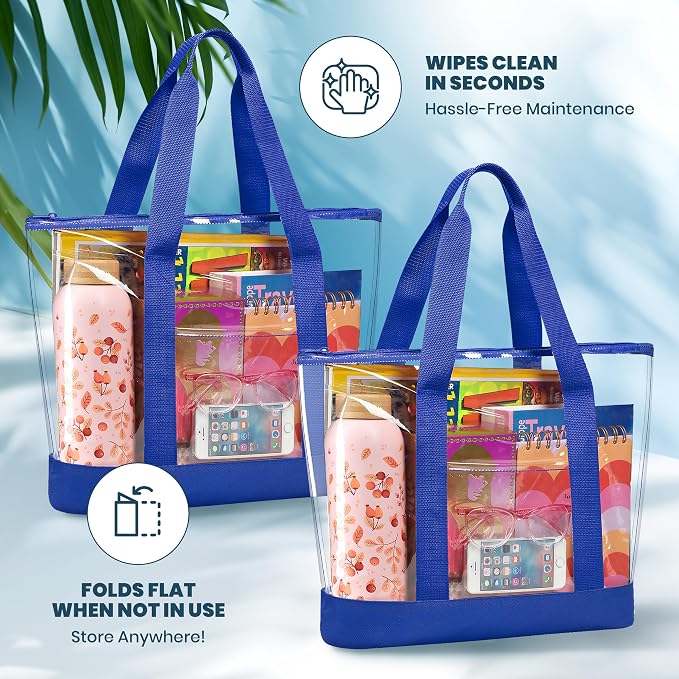 Handy Laundry Clear Tote Bag - Zipper Closure, Long Shoulder Strap, Fabric Trimming. - Image 7