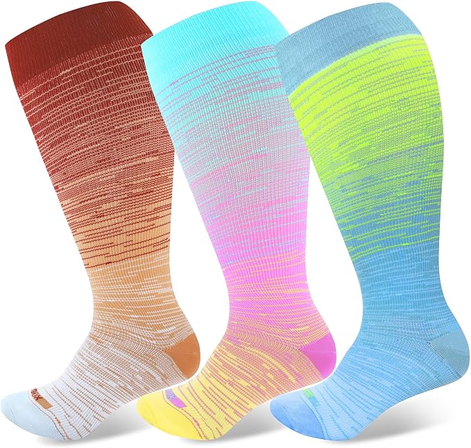 LEVSOX Plus Size Compression Socks Wide Calf Men&Women 20-30 mmhg Knee High Support Socks for Medical, Nurse, Diabetic by Levsox