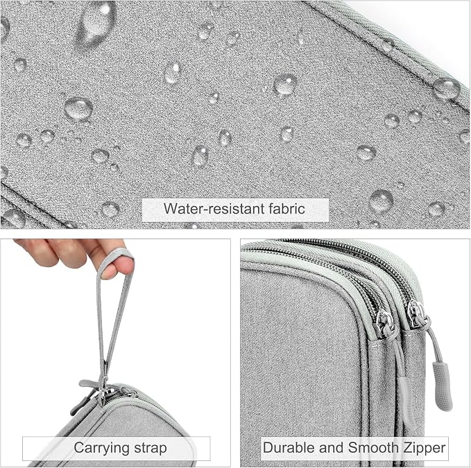 FYY Electronic Organizer, Travel Tech Pouch Bag, Cable Organizer Grey | Wrist Strap, Waterproof, Double Layers Portable Electronics Travel Carrying Case for Cord, Charger, Daily Business Trips Use - Image 4
