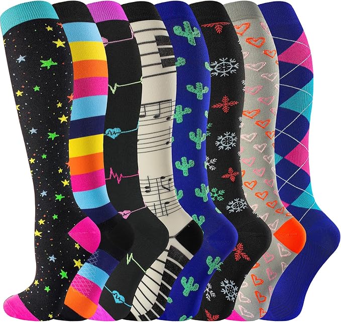 cerpite Compression Socks for Women & Men Circulation 8 Pairs Compression Socks 20-30 mmhg Best for Running,Nurse,Travel by Cerpitesportsstyles