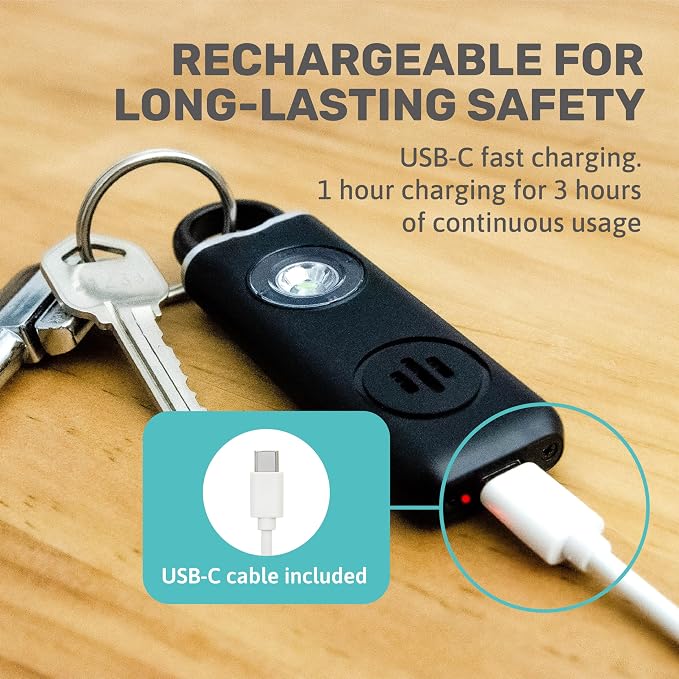 Personal Safety Alarm for Women, Men, & Kids Personal Alarm - Travel Safe and Waterproof Self Defense - Women Self Defense Keychain, Loud, Strobe Light (Milky White) - Image 7