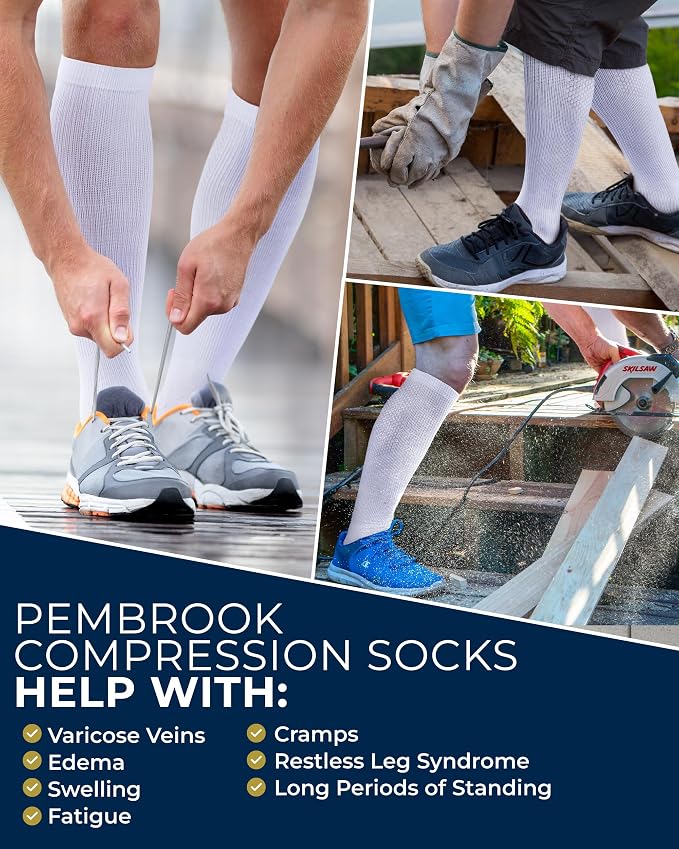 Pembrook® Light Compression Socks for Men & Women - 3 Pairs | 8-15 mmhg Compression Dress Socks for Men | Support Socks - Image 4