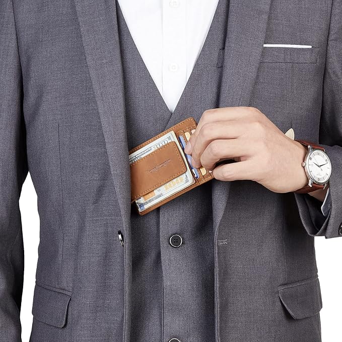Toughergun Slim Wallet for Men RFID Blocking Money Clip, Minimalist Front Pocket Credit Card Holder, Magnetic Thin Mens Wallets with ID Window - Image 3