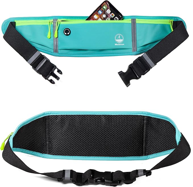 Running Belt Slim Fanny Pack Jogging Pouch Phone Holder Waist Pack - Cyan - Image 4