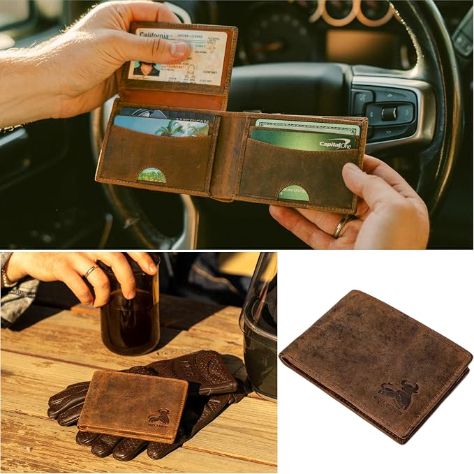 BULL GUARD Expedition Series Bifold Leather Wallet for Men RFID Blocking, Top Grain Cowhide, Flip-Up ID Window, Compact & Durable Everyday Carry Wallet for Travel, Work & Outdoors, Ready to Gift - Image 9