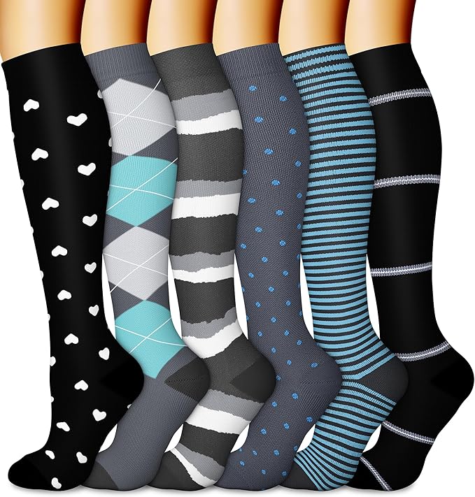 CHARMKING 6 Pairs-Compression Socks for Women & Men Circulation Best Support for Nurses, Running, Athletic,Flight Travel by CHARMKING