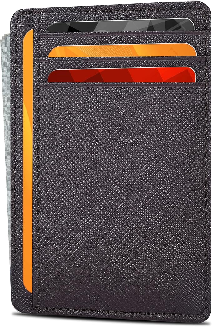 Brown Leather Slim Minimalist RFID Blocking Front Pocket Wallet, Credit by OakLeathers