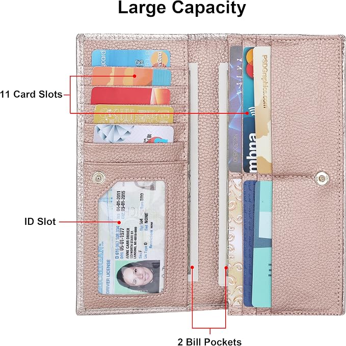 Ultra Slim Thin Leather Women Wallet RFID Blocking Credit Card Holder Bifold Long Ladies Billfold - Image 4