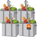 Reusable Grocery Bags 4 Pack, Foldable & Water Resistant Shopping Bags | Large Grocery Tote Bag Water Resistant Shopping Bags Foldable Grocery Bag for Clothes,Shoes and Picnic by WiseLife