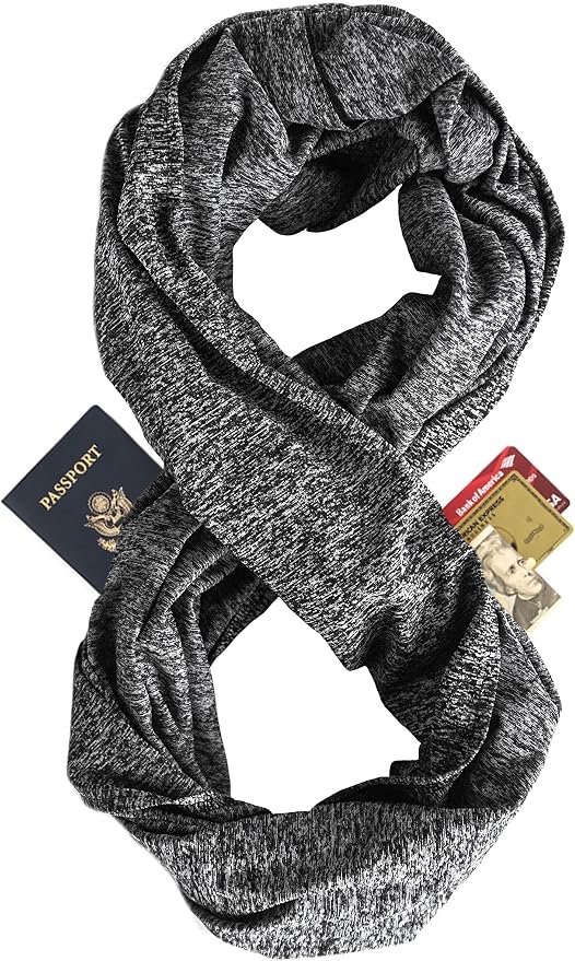 Zero Grid Infinity Travel Scarf Loop with Hidden Zipper Pockets for Passport, Phone, Cash, Cards by ZeroGrid