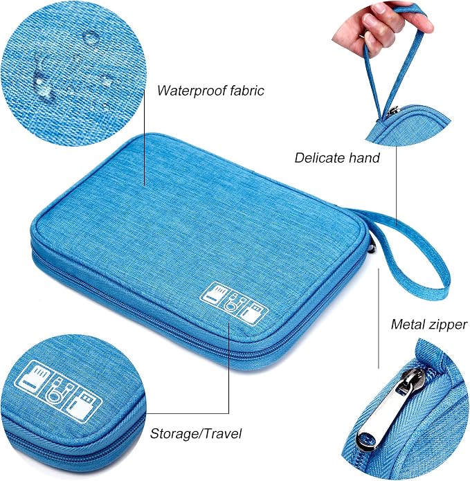SELLYFELLY Travel Electronics Organizer Portable Cable Organizer Bag for Storage Electronic Accessories Case for Cord,Phone,Charger,Flash Drive (Sky Blue) - Image 4