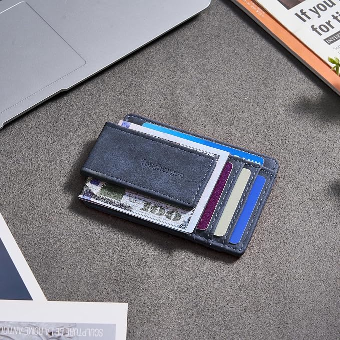 Toughergun Slim Wallet for Men RFID Blocking Money Clip, Minimalist Front Pocket Credit Card Holder, Magnetic Thin Mens Wallets with ID Window - Image 3