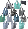 BeeGreen Reusable Grocery Bags Lightweight Durable Shopping Bags Washable Foldable 12 Pack Xlarge Classic Geometric Design Gift Tote Grocery Bags with Elastic Band and Separated Zipper Storage Pouch by BeeGreen