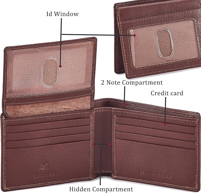 Wallet for Men Slim RFID Blocking Leather Bifold Minimalist 2 ID Windows Gift Box Carteras Para Hombres (NAPA, TAN) - Image 4