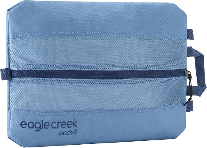 Eagle Creek Pack-It Reveal Shoe Sack, Blue Dawn | Breathable Shoe Storage Sack for Optimizing Luggage Space, Lightweight, Washable, Ventilated, Quick-Drying Material by EagleCreek