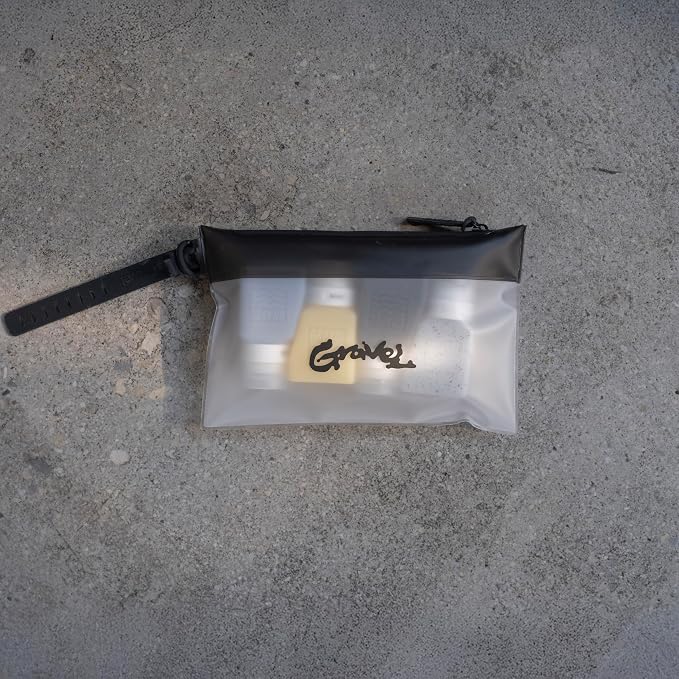 Gravel The Pouch | TSA Approved Clear Travel Toiletry Bag | Quart Size for Men & Women (Clear and Gray Script) - Image 2