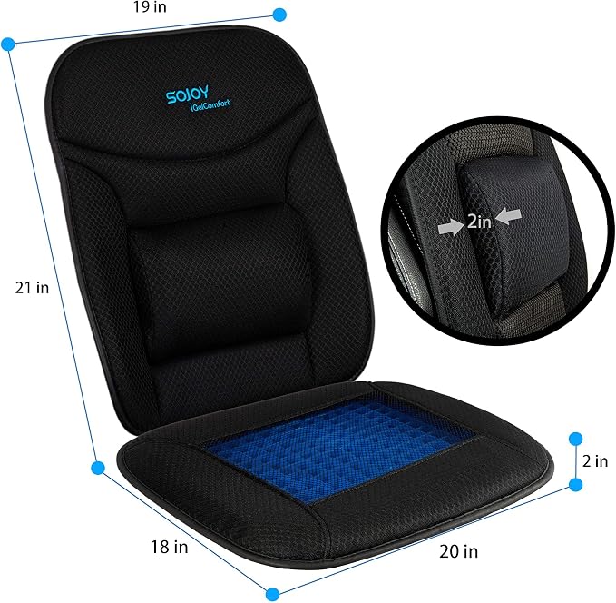 Truck Seat Cushion – Gel Memory Foam Seat Pad with Lumbar & Back Support, for Office Chair, Car & Semi-Truck, Pain Relief & All-Day Comfort - Image 2