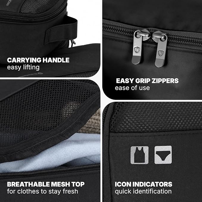 Traveler's Choice Cloverland Packing Cubes 5 Piece Set, Black - Image 4