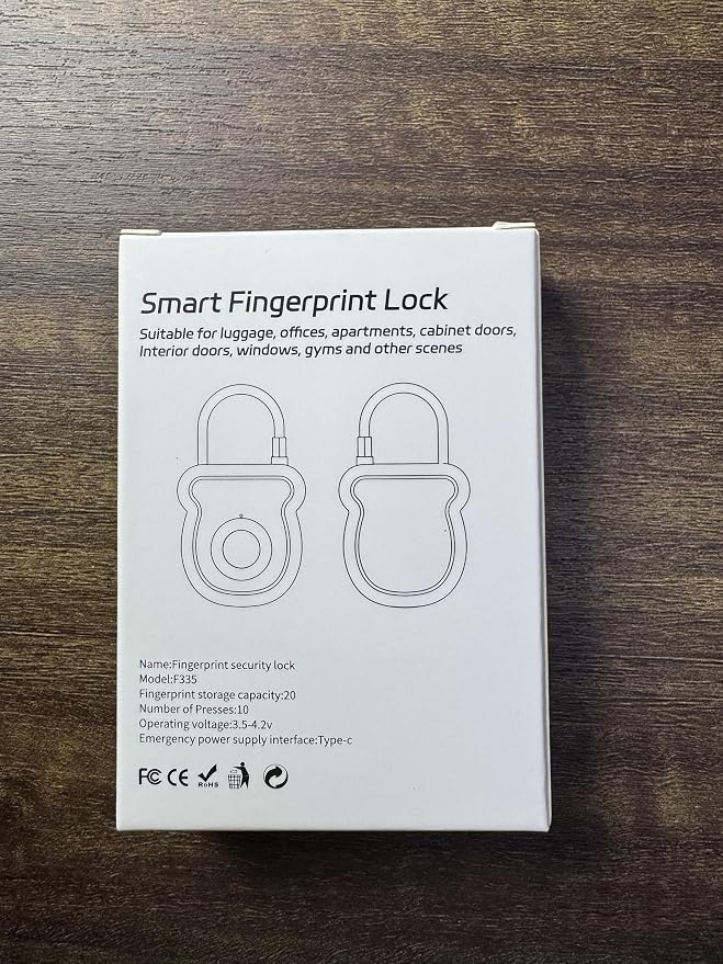 Smart Fingerprint Padlock for Luggage - 20 User Capacity, USB Key & Emergency Code, Keyless Biometric Lock for Gym Locker, Suitcase, Backpack, Toolbox & Handbag (Black) - Image 3