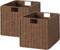 StorageWorks 13 inch Cube Storage Bins, Wicker Baskets for Storage, Brown | 2-Pack, Foldable Square Baskets, Wicker Storage Baskets for Organizing, Paper Rope Square Storage Cubes, Cube Storage Bins by StorageWorks