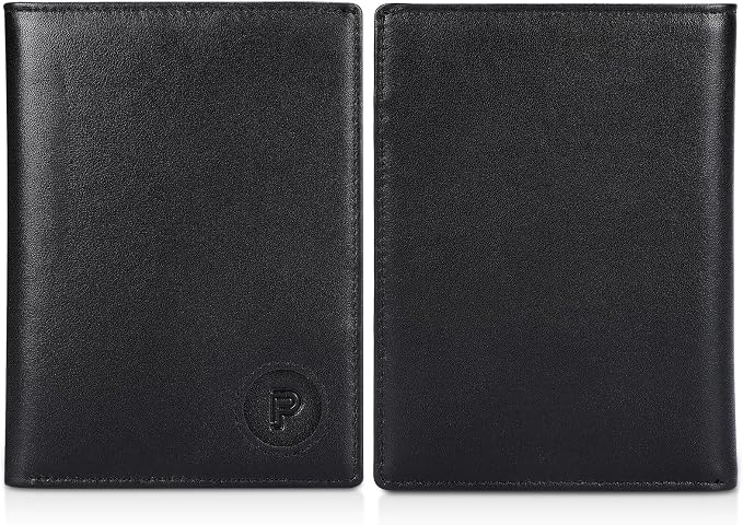 Polare Leather AirTag Passport Holder RFID Blocking Travel Bifold Wallet | Luxury Napa Cowhide Leather, AirTag Slot, Vintage Passport Cover Case, International Travel Wallet, Black/Brown - Image 9