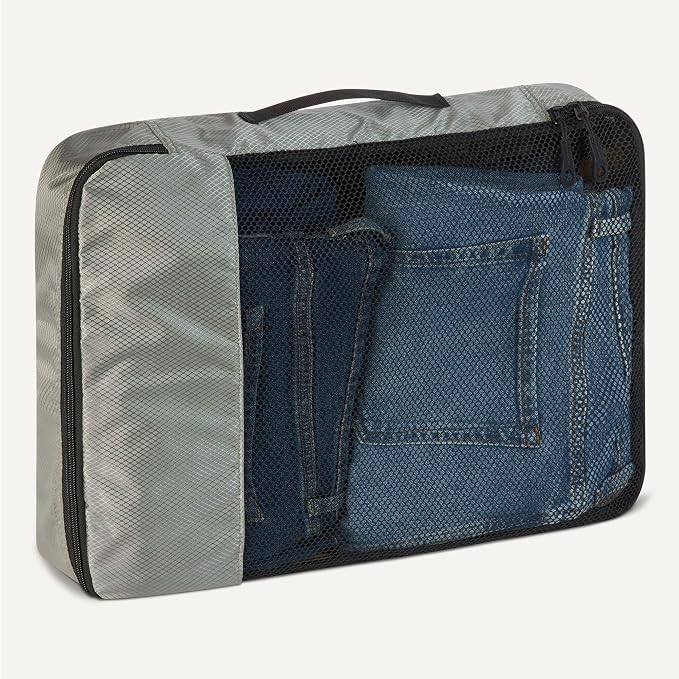 Amazon Essentials 4-Piece Packing Cubes Travel Accessories Set, Luggage Organizer, Suitcase Organizer with Double Zipper, Mesh Top, Space-Saving, Large, Gray (Previously Amazon Basics) - Image 4