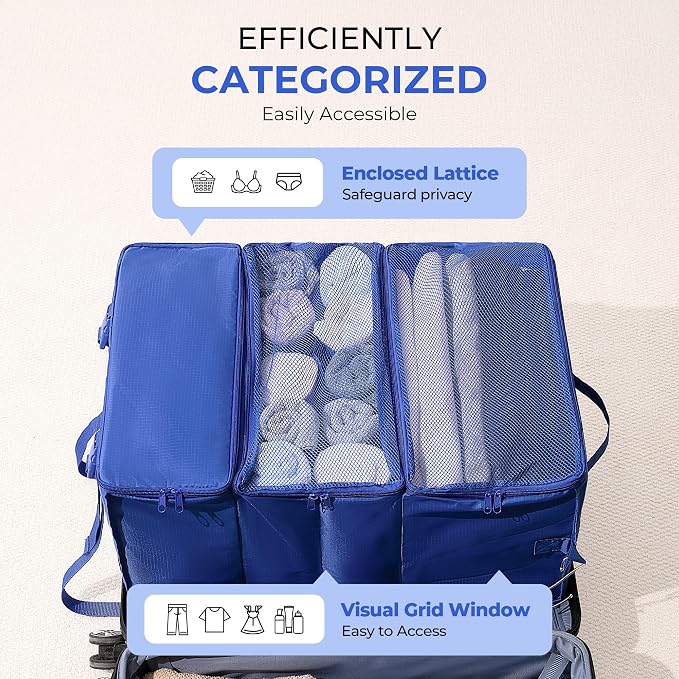 GRANNY SAYS Hanging Packing Cubes for Travel, Hanging Organizer,XXL-Blue | Portable Suitcase Organizer, Travel Packing Organizers, Compression Luggage Bags for Clothes, Carry on Closet Suitcase - Image 4