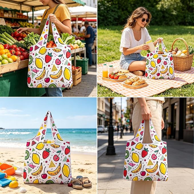 6 Pack Reusable Shopping Bags - Foldable Heavy Duty Washable Totes | Ripstop Nylon, 15x16", Zipped Storage Pouch Fits Palm, Large Handles Hold 50lbs, Travel Beach Picnic Grocery Essentials, Gift - Image 2