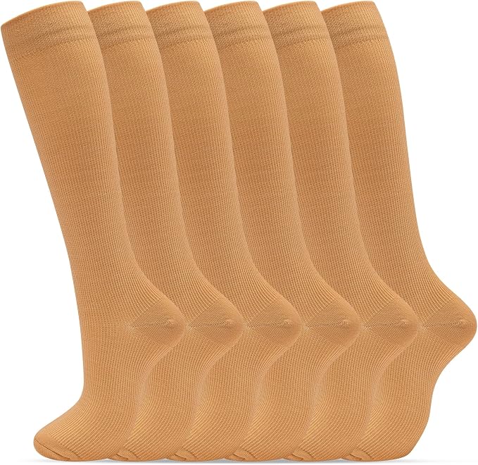 fenglaoda 6 Pairs Compression Socks for Women & Men Knee High Cute Circulation Socks for Nurse Pregnant Travel Athletic by fenglaoda