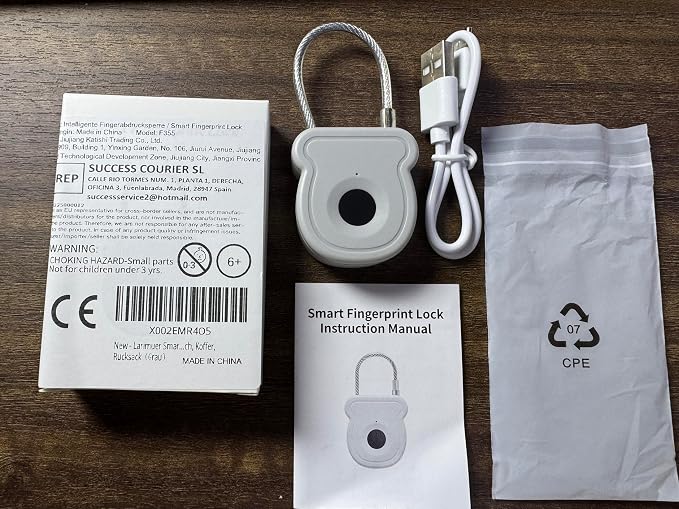 Smart Fingerprint Padlock for Luggage - 20 User Capacity, USB Key & Emergency Code, Keyless Biometric Lock for Gym Locker, Suitcase, Backpack, Toolbox & Handbag (Grey) - Image 2