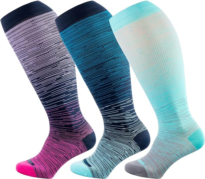 LEVSOX Wide Calf Compression Socks for Women & Men Extra Large Size Support Socks for Nurses Running Pregnant Travel, 15-20 mmHg by Levsox