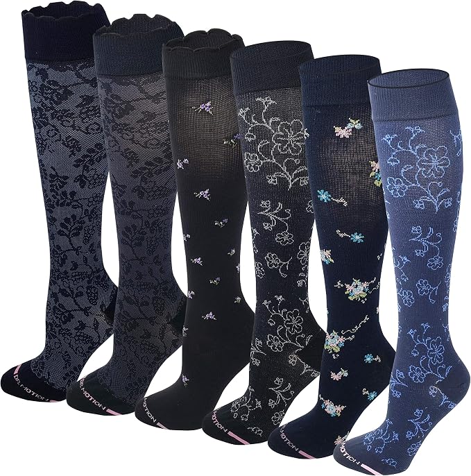 Dr Motion Differenttouch 6 Pairs Pack Women Graduated Compression Knee High Socks - Image 2