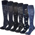 Dr Motion Differenttouch 6 Pairs Pack Women Graduated Compression Knee High Socks by Dr.+Motion