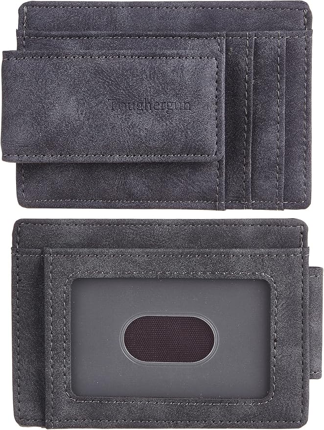 Toughergun Slim Wallet for Men RFID Blocking Money Clip, Minimalist Front Pocket Credit Card Holder, Magnetic Thin Mens Wallets with ID Window by Toughergun