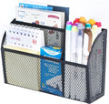 3-Grid Magnetic Pencil Holder, Strong Magnet Locker Organizer, Black | Mesh Magnetic Shelf, Marker Holder Perfect for Whiteboard, Refrigerator and Locker Accessories by DALTACK