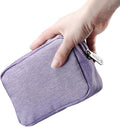 E-Tree Small Makeup Bag, Cosmetic Toiletry Skin Care Make up Little Items Pouch for Purse, Zipper Mini Tech Charger Cable Electronic Organizer Case, Travel Accessories for Women Men Teen, Purple by E-Tree