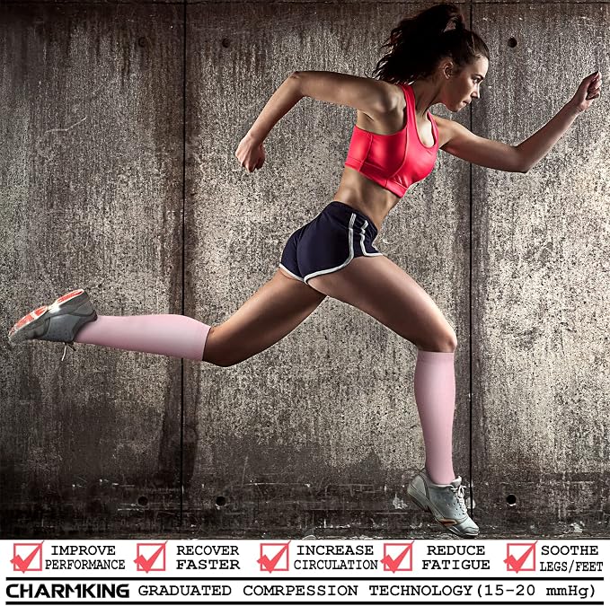 CHARMKING Compression Socks for Women & Men, 4 Pairs, Travel Nurse Athlete | Graduated 10-15mmHg compression, soft stretch fabric, boost blood circulation, relieve leg swelling, ideal for travel, nurses - Image 2