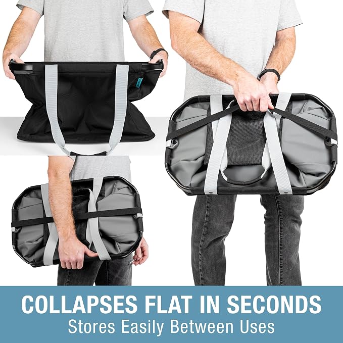 CleverMade Gear Hauler Pro Collapsible Tote Bag, 55L Outdoor Tote | Haul Bulky Gear Without Sagging | Aluminum Frame Holds 100 lb, While Shoulder and Crossbody Straps Offer Flexible Carry - Image 4