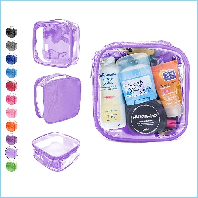 Clear TSA Approved 3-1-1 Travel Toiletry Bag for Carry On/Quart Size Transparent Liquids Pouch for Airport Security/Reusable See Through Vinyl & PVC Plastic Organizer Men Women (Lilac) - Image 2