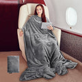 Tirrinia Travel Blanket Pillow - Wearable Airplane Blanket with Feet Pockets for Long Flights, Airplane Accessories Blanket Robe for Women and Men, Gift for Her by Tirrinia