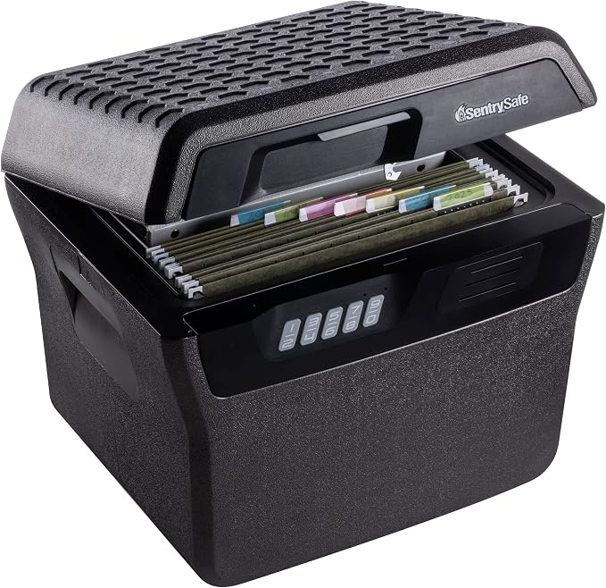 SentrySafe Charcoal Gray Waterproof and Fireproof Safe, Lock Box with Keypad for Documents and Hanging File Folders, Exterior: 14.1 x 16.6 x 13.8 Inches, ‎FHW40300 | Document and Hanging File Folder Storage With Fire/water Protection, Programmable Digi... by SentrySafe